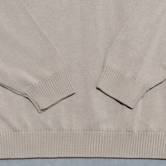 Vintage BACHRACH Mens Large Cable Knit Sweater Tan Neutral Acrylic Made in USA - Picture 11 of 12